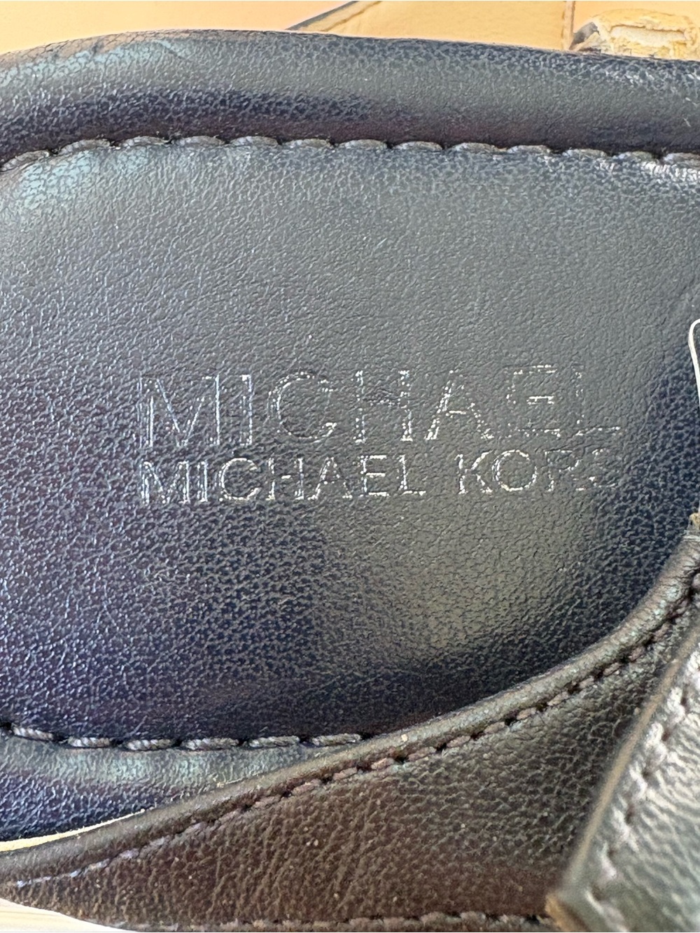 Michael Kors Navy Blue Leather Thong Sandals Women’s Size 10M Wedge Heel - Picture 6 of 14